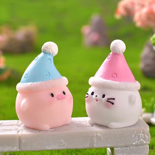 1PC Mini Cute Cartoon Pig Figurine Animal Model Moss Miniature Landscape DIY Home Decoration Accessories Desk Car Small Ornament