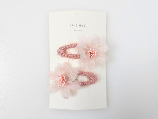 Light Pink Floral Hair Snap Clip, Baby Girl Hair Clips, Soft Tulle Flower Girl Hair Accessory, Toddler Hair Clip, Fringe Clip, Flower Girl